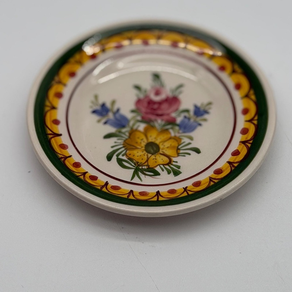 Wechsler Tirolkeramik Handpainted Floral Mini Plate 4" Trinket Dish Austria 5001